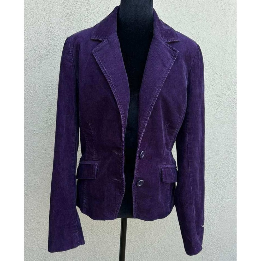 H&M Purple Corduroy Blazer Jacket Womens Size 8 Two‎ Button Notched Lapel Lined